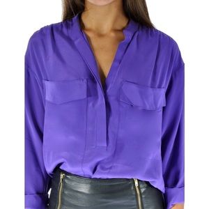 BCBGMaxAzria Purple Wisteria Silk Harper Blouse XS
